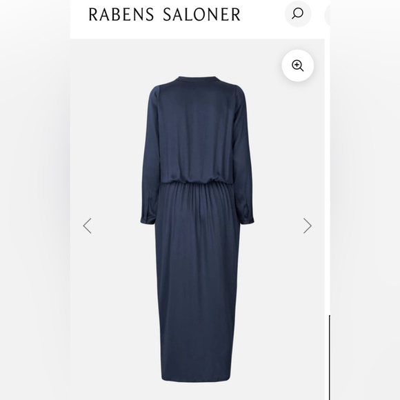 RABENS SALONER VERA Solid wrap over dress L/S Dark Navy Blue Minimalist Small - Picture 10 of 16